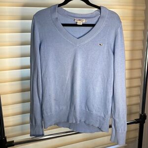 Vineyard vines cotton knit sweater blue v neck women size M